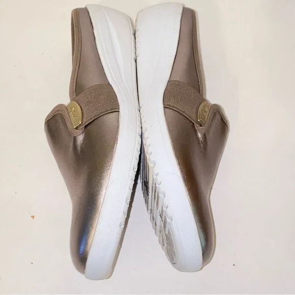 Anne Klein AK Sport Bronze Metallic Slip On Wedge Slides Mules - Picture 12 of 16